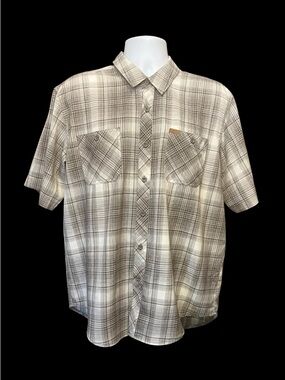 Orvis Men's Short Sleeve, Lightweight, Plaid Button-Up Shirt - Black & White XL